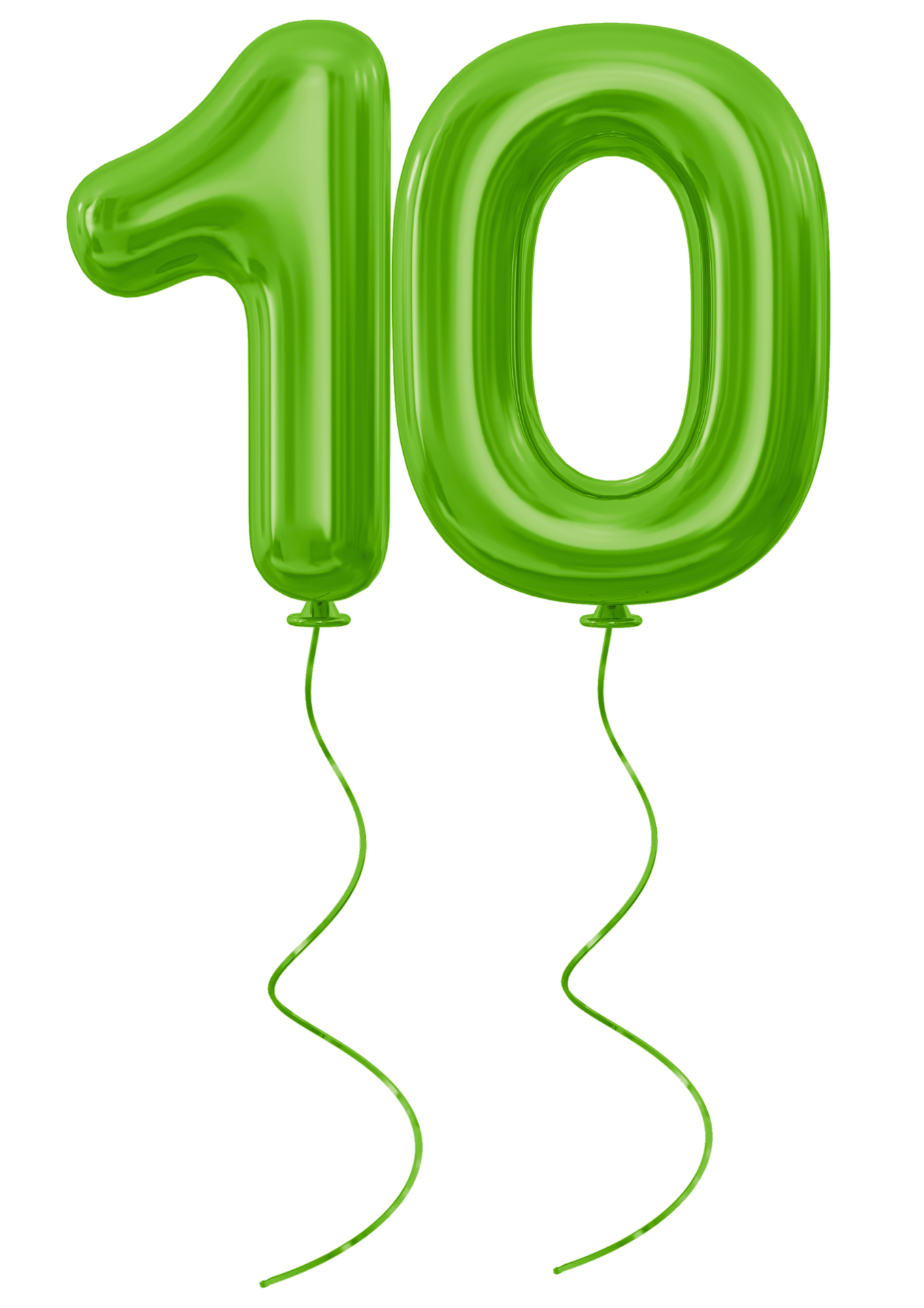 Grüner Luftballon als Zahl 10